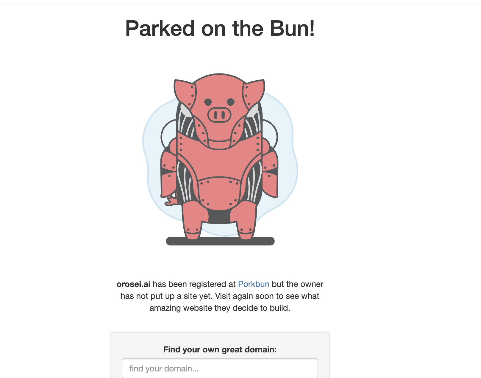 A cartoon pig on a 'parked' domain page
