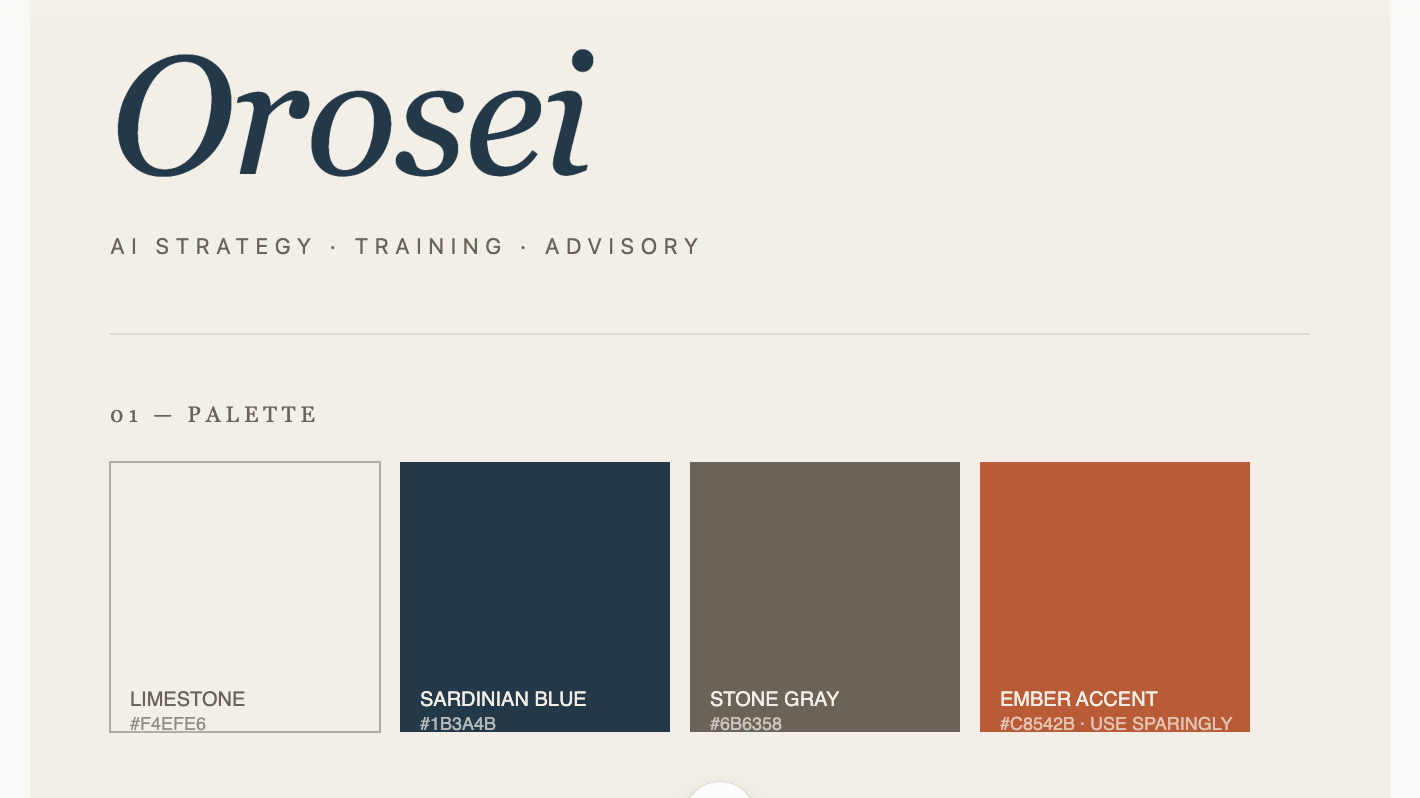 An early color palette direction for the site