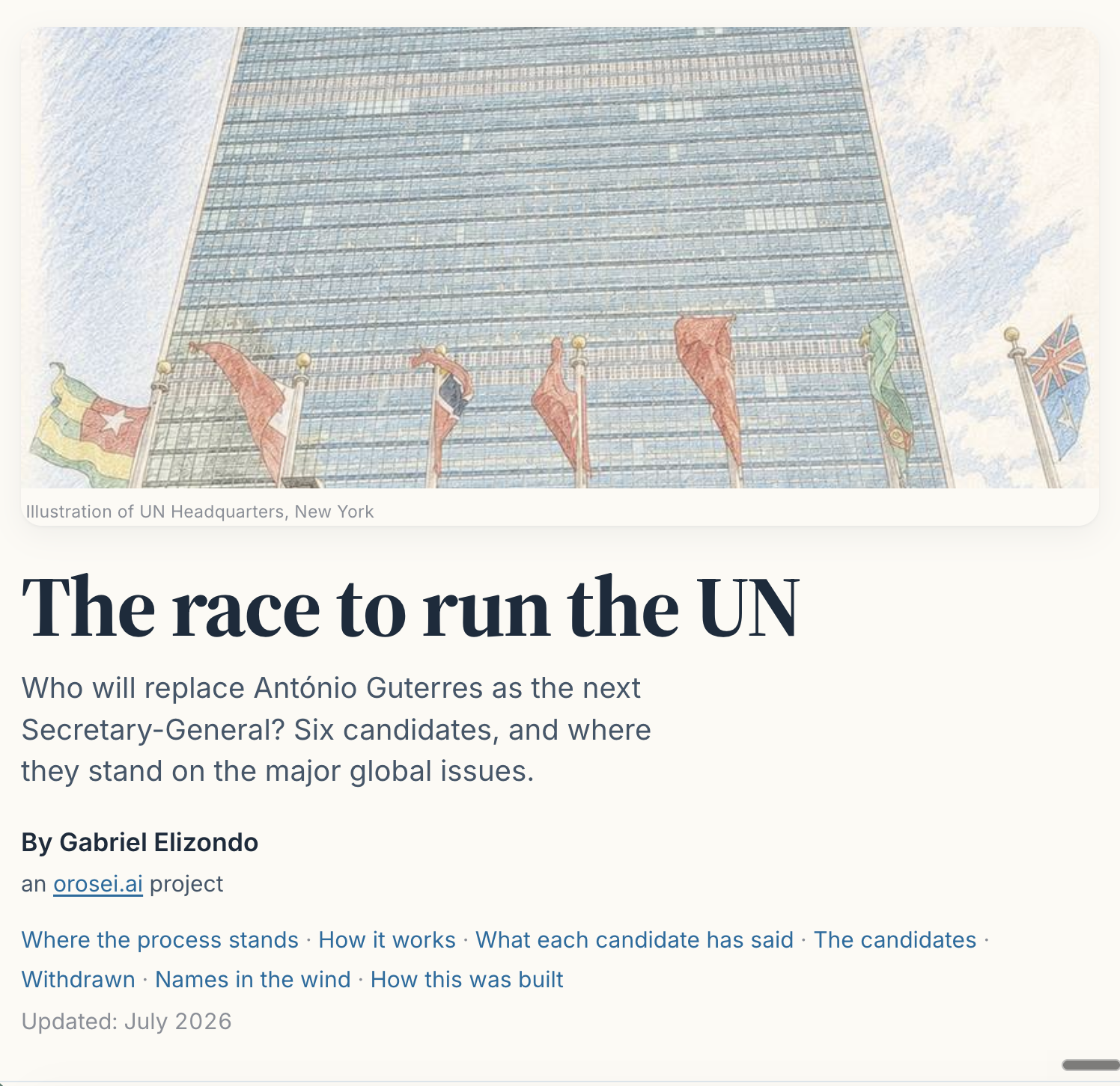 Screenshot of The Race to Run the UN app